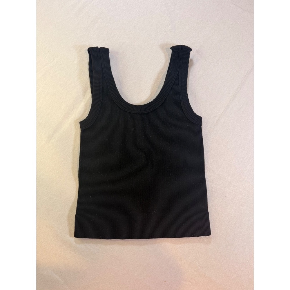Zenana Brami Tank Top Womens L/XL Black Ribbed Scoop Neck Basics Layering Yoga